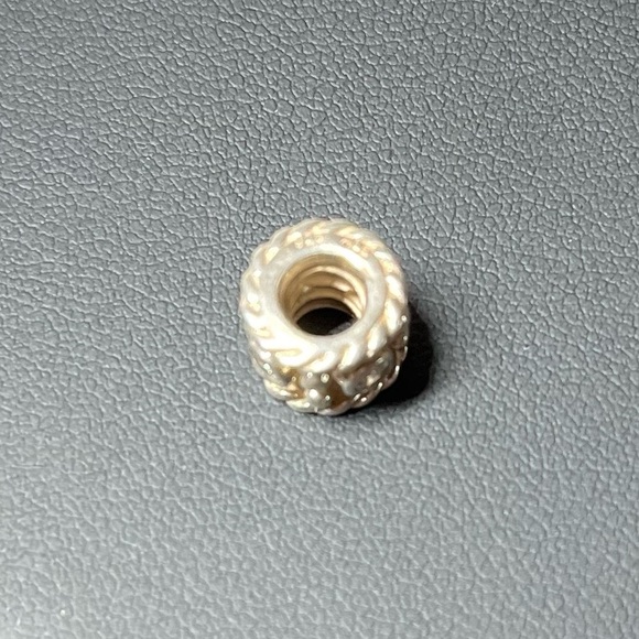 Pandora 925 Sterling Silver Charm Bead with Clear CZ Stones. Retired - Picture 3 of 6